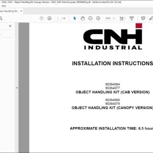 CNH Object Handling Kit (Cab Version) E26C E30C Object Handling Kit (Canopy Version) E26C E30C Mini Excavator Installation Instructions Manual 90364093 - PDF DOWNLOAD
