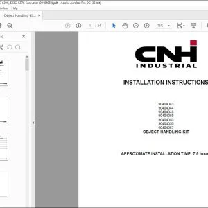 CNH Object Handling Kit E26C E30C E33C E37C Excavator Installation Instsructions Manual 90404058 - PDF DOWNLOAD