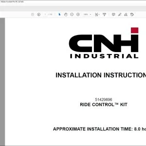 CNH Ride Control Kit 521F W110C Wheel Loader Installation Instructions Manual 51429899 - PDF DOWNLOAD