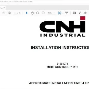 CNH Ride Control Kit 721F 721G W170 D Wheel Loader Installation Instructions Manual 51558072 - PDF DOWNLOAD