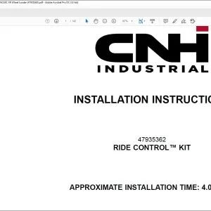 CNH Ride Control Kit 921F 921F XR 921F ZBAR W230C W230C ZB W230C XR Wheel Loader Installation Instructions Manual 47935360 - PDF DOWNLOAD