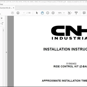 CNH Joystick Steering Kit with Secondary Electrical Steering - 921G W230D Wheel Loader Installation Instructions Manual 51628712