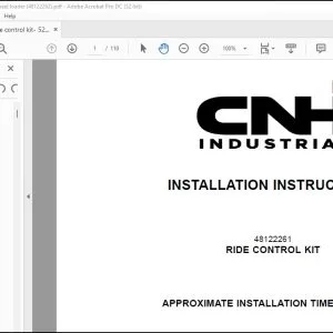 CNH Ride control kit- 521G W110D Wheel loader Installation Instructions Manual 48122262 - PDF DOWNLOAD