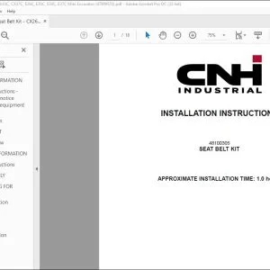 CNH Seat Belt Kit CX26C CX30C CX33C CX37C E26C E30C E33C E37C Mini Excavator Installation Instructions Manual 47989555 - PDF DOWNLOAD