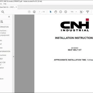 CNH Seat Belt Kit CX57C CX60C E57C E60C Excavator Installation Instructions Manual 47992927 - PDF DOWNLOAD