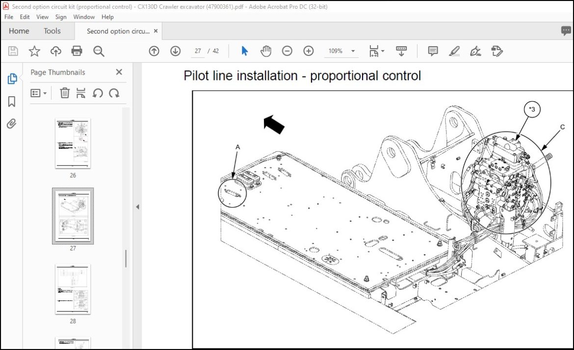 CNH Second option circuit kit (proportional control) CX130D Crawler ...