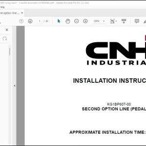 CNH Second option line (pedal) kit CX250D Long reach Crawler excavator Installation Instructions Manual 47880448 - PDF DOWNLOAD