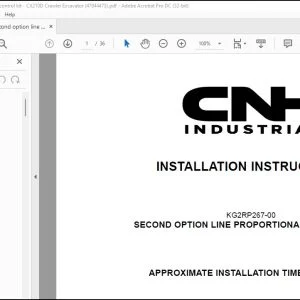 CNH Second option line proportional control kit CX210D Crawler Excavator Installation Instructions Manual 47844473