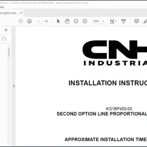 CNH Second option line proportional control kit CX250D Crawler excavator Installation Instructions Manual 47789093