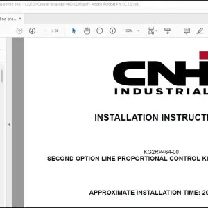 CNH Second option line proportional control kit (plus option one) CX210D Crawler Excavator Installation Instructions Manual 48010296 - PDF DOWNLOAD