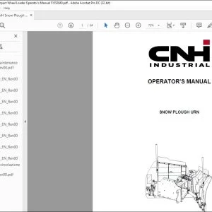 CNH Snow Plough URN for Compact Wheel Loader Operator's Manual 51552840 - PDF DOWNLOAD