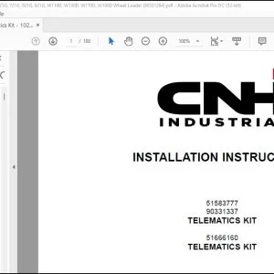 CNH Telematics Kit 1021G 1121G 521G 621G 721G 821G 921G W110D W130D W170D W190D Wheel Loader Installation Instructions Manual 90331284