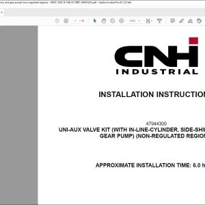 CNH Uni-aux valve kit (with in-line-cylinder side-shift backhoe & gear pump)590ST 580T B110B B110BTC Installation Instructions Manual 48001633 - PDF DOWNLOAD