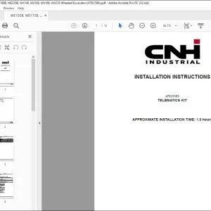 CNH WE150B WE170B WE190B WE210B WX148 WX168 WX188 WX218 Wheeled Excavator Installation Instsructions Manual 47631566 - PDF DOWNLOAD