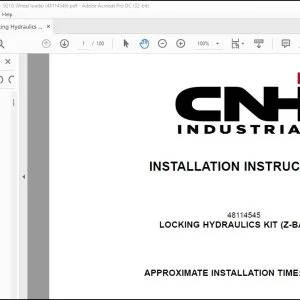 CNH locking Hydraulics Kit (Z-BAR-XR) 921G Wheel loader Installation Instructions Manual 48114546 - PDF DOWNLOAD