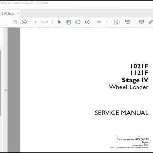Case 1021F 1121F Stage IV Wheel Loader Service Manual 47924630 - PDF DOWNLOAD
