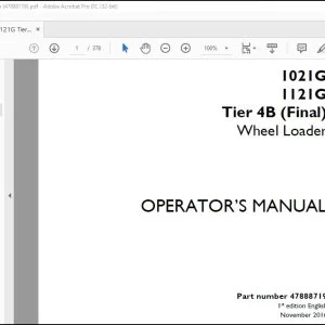 Case 1021G 1121G Tier 4B (Final) Wheel Loader Operator's Manual 47888719 - PDF DOWNLOAD