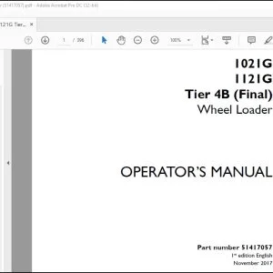 Case 1021G 1121G Tier 4B (Final) Wheel Loader Operator's Manual 51417057 - PDF DOWNLOAD