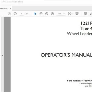 Case 1221F Tier 4 Wheel Loader Operator's Manual 47550970 - PDF DOWNLOAD