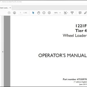 Case 1221F Tier 4 Wheel Loader Operator's Manual 47550970 - PDF DOWNLOAD