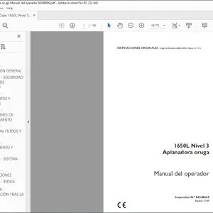 Case 1650L Nivel 3 Aplanadora oruga Manual del operador 84348669 - PDF DOWNLOAD