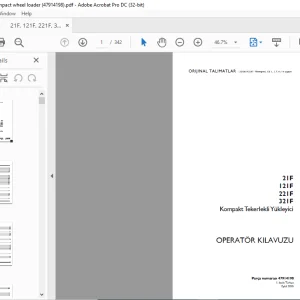 Case 21F 121F 221F 321F Kompakt Tekerlekli Yükleyici OPERATÖR KILAVUZU 47914198 - PDF DOWNLOAD