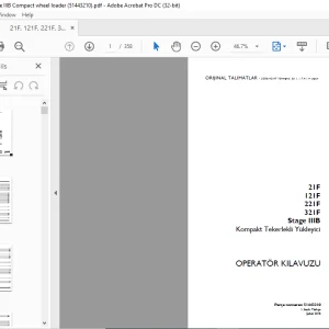 Case 21F 121F 221F 321F Stage IIIB Kompakt Tekerlekli Yükleyici OPERATÖR KILAVUZU 51443210 - PDF DOWNLOAD