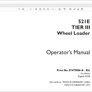 Case 521E Tier III Wheel Loader Operator's Manual 87479806A - PDF DOWNLOAD