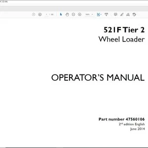 Case 521F Tier 2 Wheel Loader Operator's Manual 47560106 - PDF DOWNLOAD