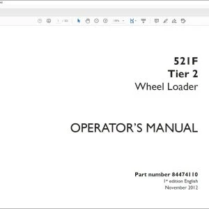 Case 521F Tier 2 Wheel Loader Operator's Manual 84474110 - PDF DOWNLOAD
