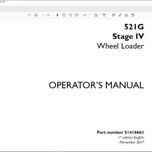 Case 521G Stage IV Wheel Loader Operator's Manual 51418663 - PDF DOWNLOAD