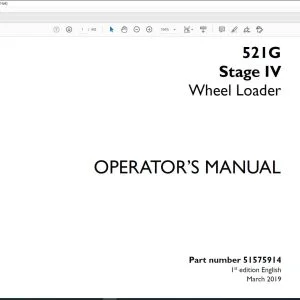 Case 521G Stage IV Wheel Loader Operator's Manual 51575914 - PDF DOWNLOAD