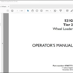 Case 521G Tier 2 Wheel Loader Operator's Manual 47887771 - PDF DOWNLOAD