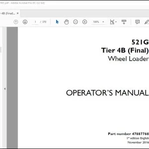 Case 521G Tier 4B (Final) Wheel Loader Operator's Manual 47887768 - PDF DOWNLOAD