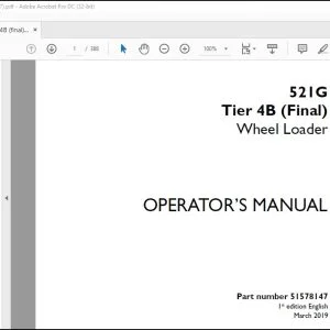 Case 521G Tier 4B (Final) Wheel Loader Operator's Manual 51578147 - PDF DOWNLOAD