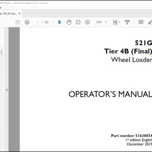 Case 521G Tier 4B (Final) Wheel Loader Operator's Manual 51638054 - PDF DOWNLOAD