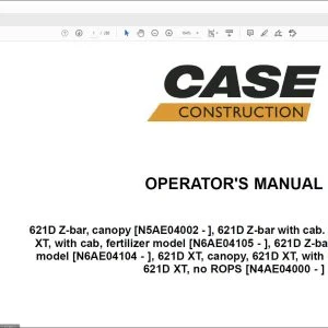 Case 621D Wheel Loader Operator's Manual 47925602 - PDF DOWNLOAD