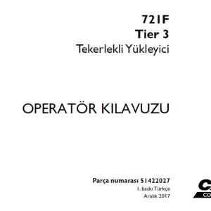 Case 721F Tier 3 Tekerlekli Yükleyici OPERATÖR KILAVUZU 51422027 - PDF DOWNLOAD