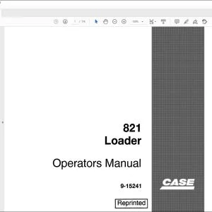Case 821 Loader Operators Manual 9-15241 - PDF DOWNLOAD