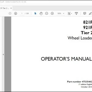 Case 821F 921F Tier 2 Wheel Loader Operator's Manual 47535462- PDF DOWNLOAD