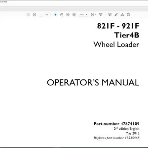 Case 821F - 921F Tier4B Wheel Loader Operator's Manual 47874109 - PDF DOWNLOAD