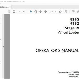 Download Case 821G 921G Stage IV Wheel Loader Operator's Manual 47932386 PDF