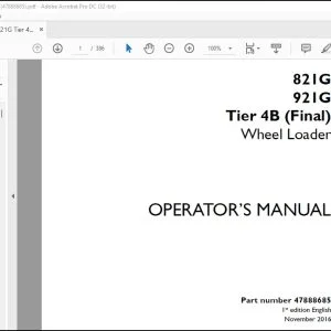 Case 821G 921G Tier 4B (Final) Wheel Loader Operator's Manual 47888685 - PDF DOWNLOAD
