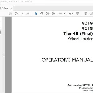Case 821G 921G Tier 4B (Final) Wheel Loader Operator's Manual 51578155 - PDF DOWNLOAD