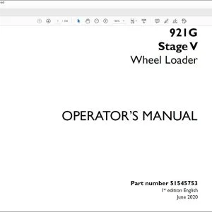 Case 921G Stage V Wheel Loader Operator's Manual 51545753 - PDF DOWNLOAD