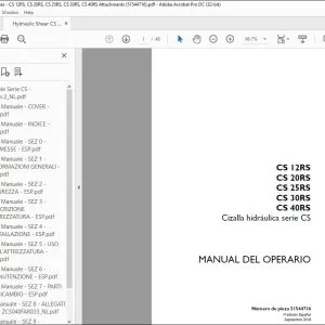 Case CS 12RS CS 20RS CS 25RS CS 30RS CS 40RS Cizalla hidráulica serie CS Manual del Operario 51544716 Digital PDF Download