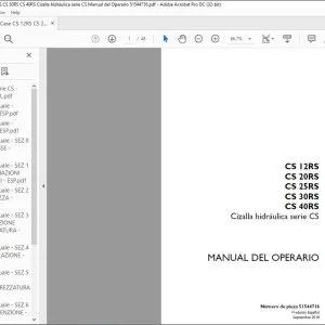 Case CS 12RS CS 20RS CS 25RS CS 30RS CS 40RS Cizalla hidráulica serie CS Manual del Operario 51544716 - PDF DOWNLOAD