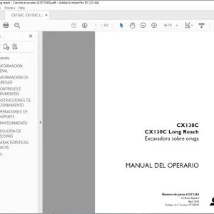 Case CX130C CX130C Long Reach Excavadora sobre oruga Manual del Operario 47873265 - PDF DOWNLOAD