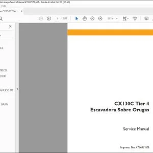 Case CX130C Tier 4 Excavadora sobre oruga Service Manual 47369717B - PDF DOWNLOAD