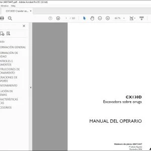 Case CX130D Excavadora sobre oruga Manual del operario 48073447 - PDF DOWNLOAD